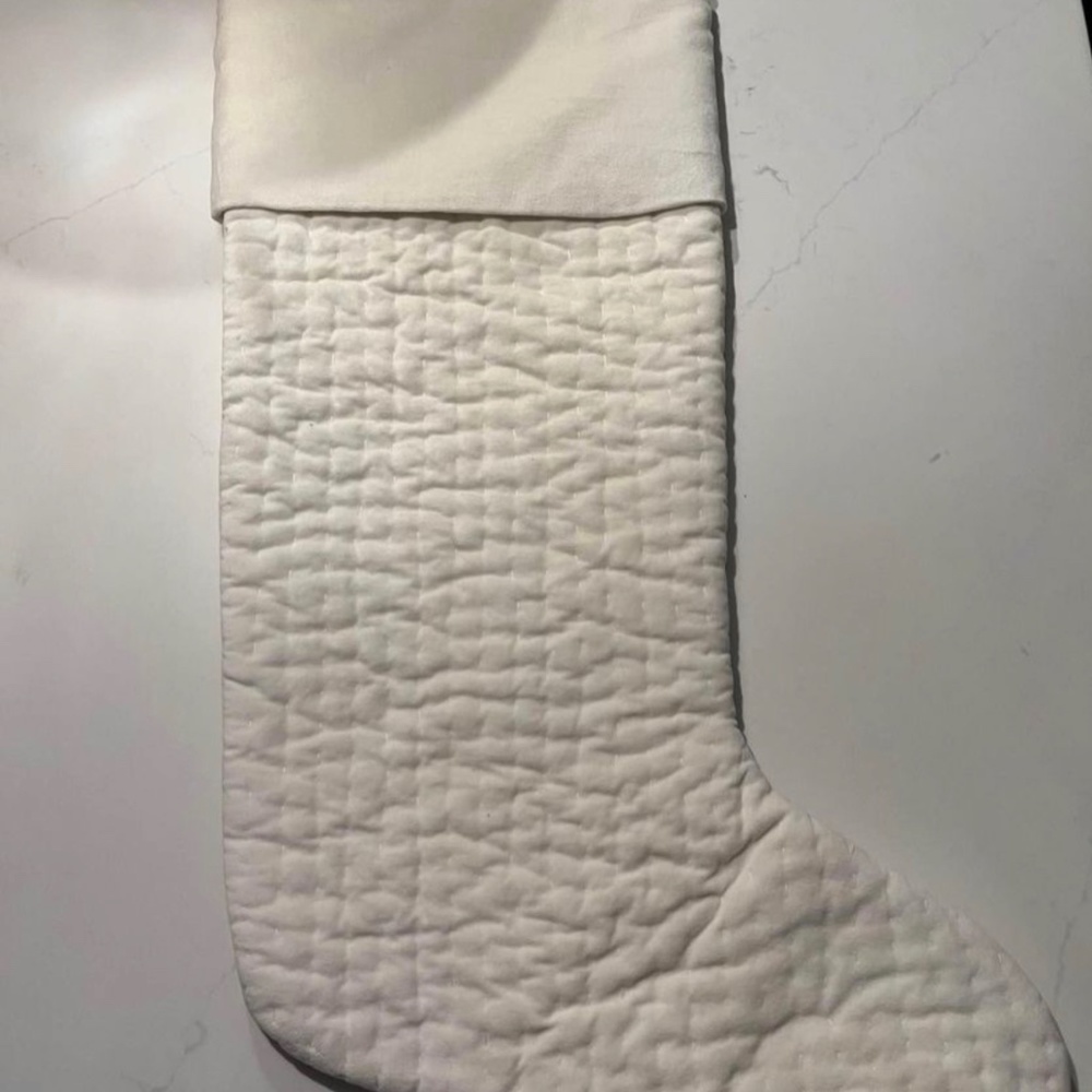 COPY - Pottery Barn Channel Quilted Velvet Stockings- Large, White